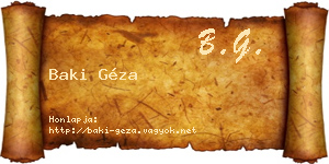 Baki Géza névjegykártya