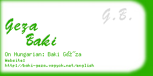 geza baki business card